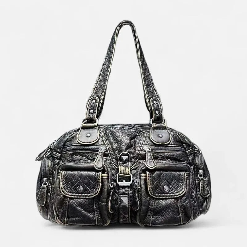 Grand sac à main de cours rétro multipoches à bandoulière Castille