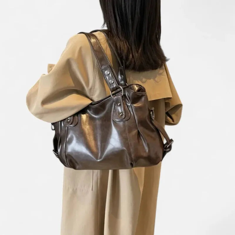 Grand sac à main de cours rétro souple à bandoulière Adélaïde