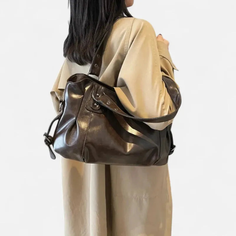 Grand sac à main de cours rétro souple à bandoulière Adélaïde