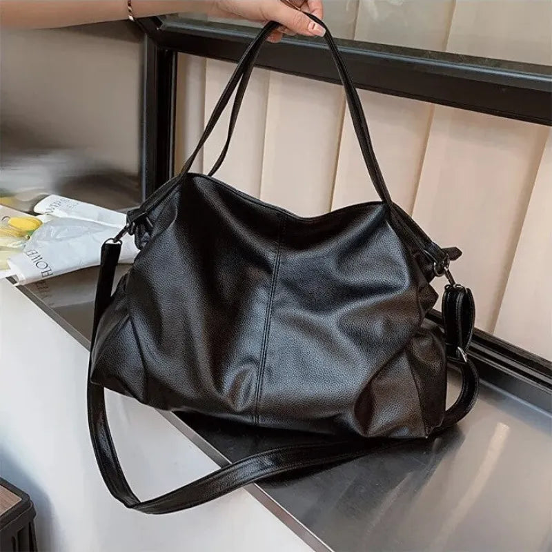 Grand sac à main de cours souple avec bandoulière Garance