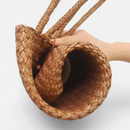 Grand sac à main en paille tressée Amira