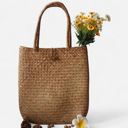 Grand sac à main en paille tressée Amira