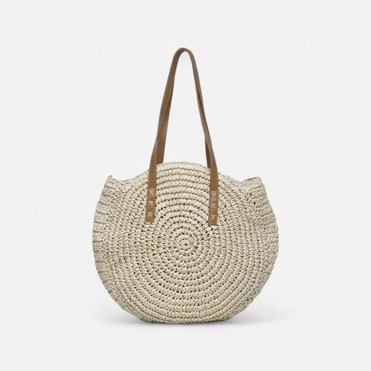 Grand sac à main rond en paille Maëva