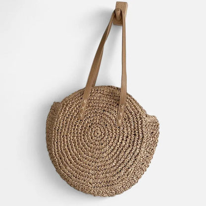 Grand sac à main rond en paille Maëva