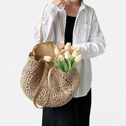 Grand sac à main rond en paille Thaïs