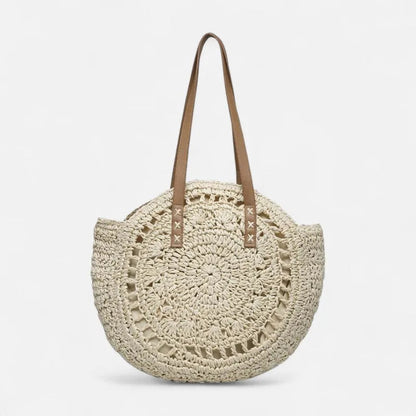 Grand sac à main rond en paille Thaïs