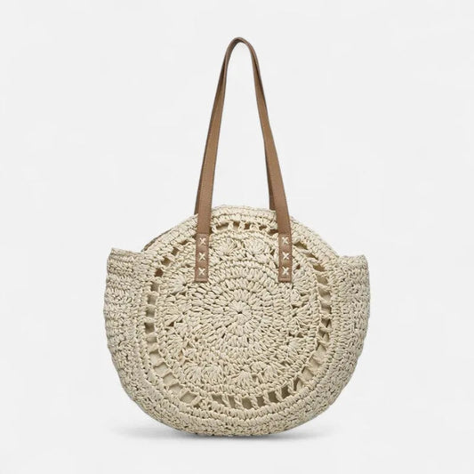 Grand sac à main rond en paille Thaïs