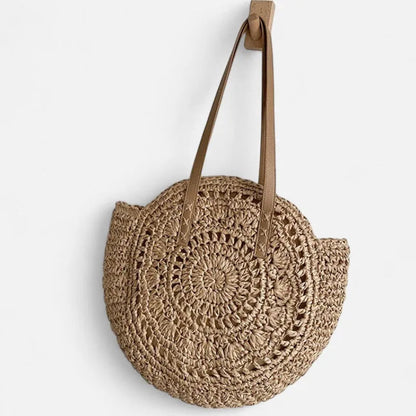 Grand sac à main rond en paille Thaïs