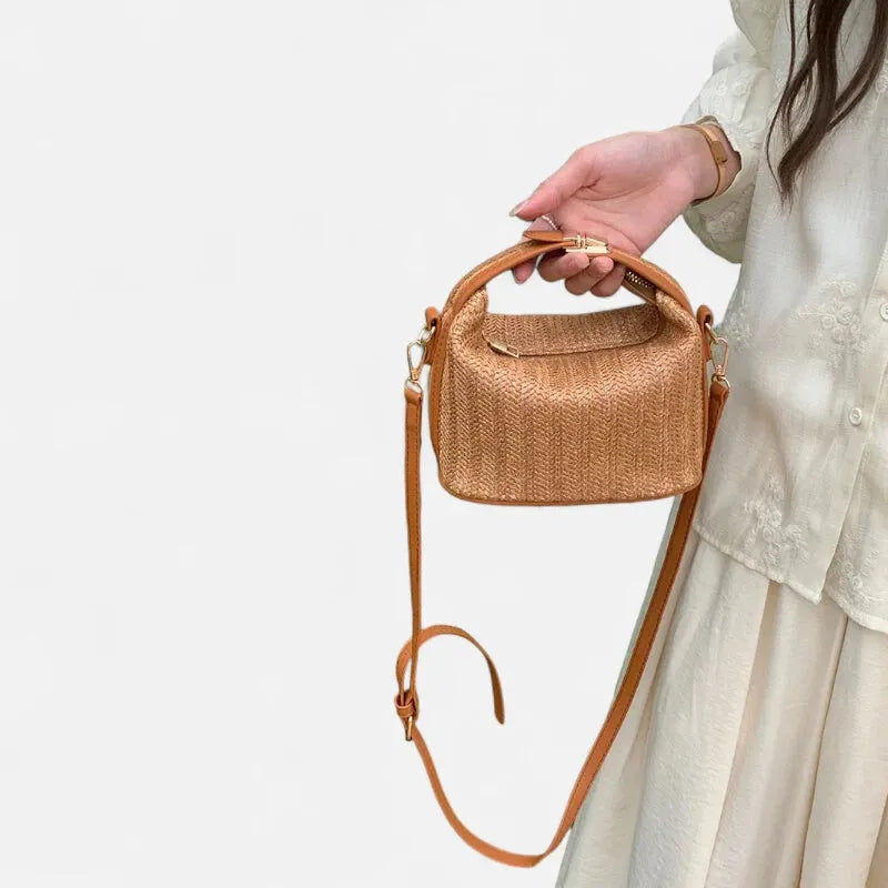 Petit sac à main bandoulière en paille Éléa