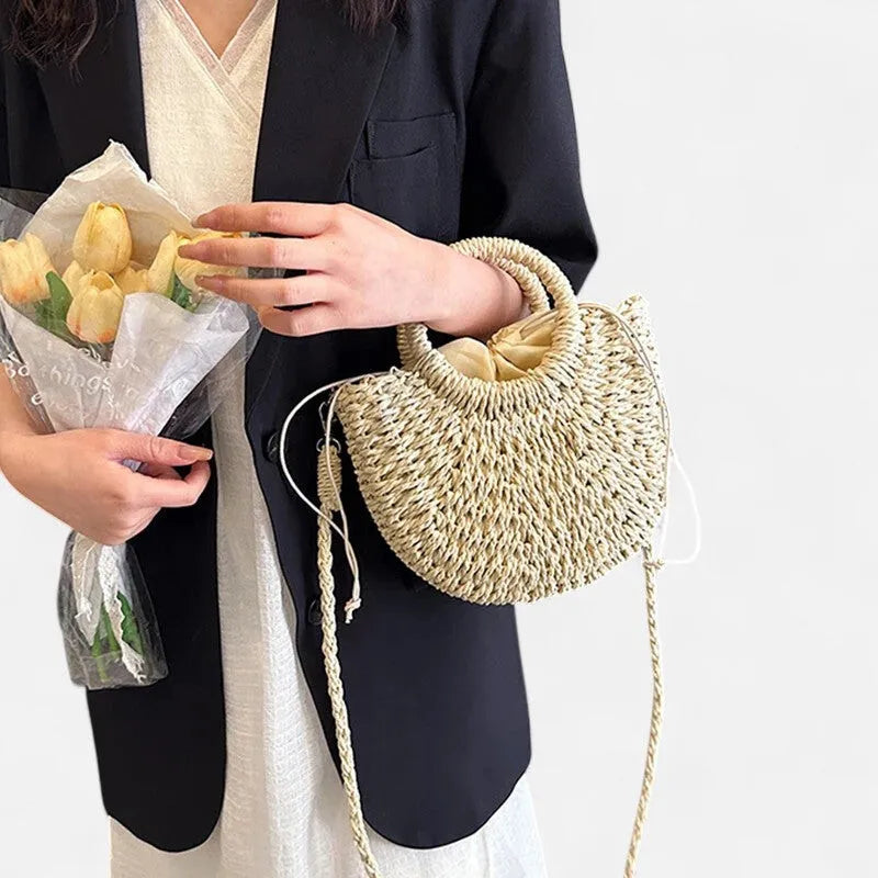 Petit sac à main bandoulière en paille Léna