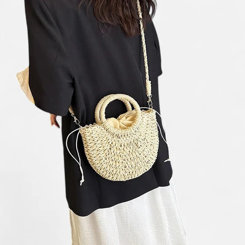 Petit sac à main bandoulière en paille Léna