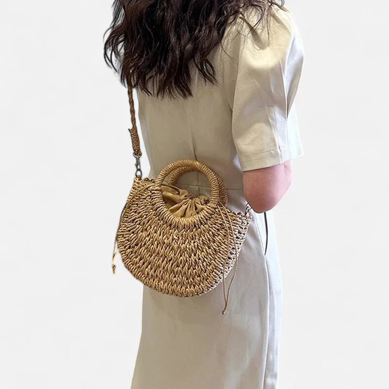 Petit sac à main bandoulière en paille Léna