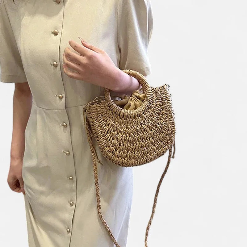 Petit sac à main bandoulière en paille Léna