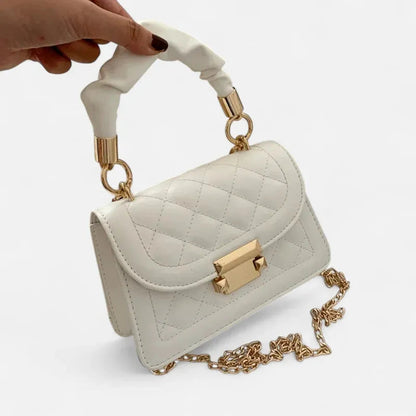 Petit sac à main matelassé à rabat avec bandoulière doré Sophie