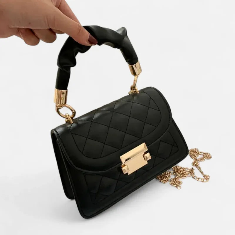 Petit sac à main matelassé à rabat avec bandoulière doré Sophie