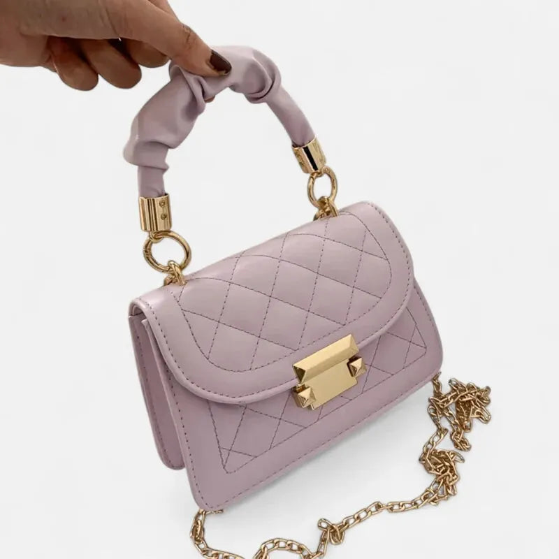 Petit sac à main matelassé à rabat avec bandoulière doré Sophie