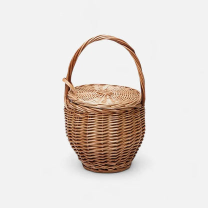 Petit sac à main seau panier en paille tressée Naïs