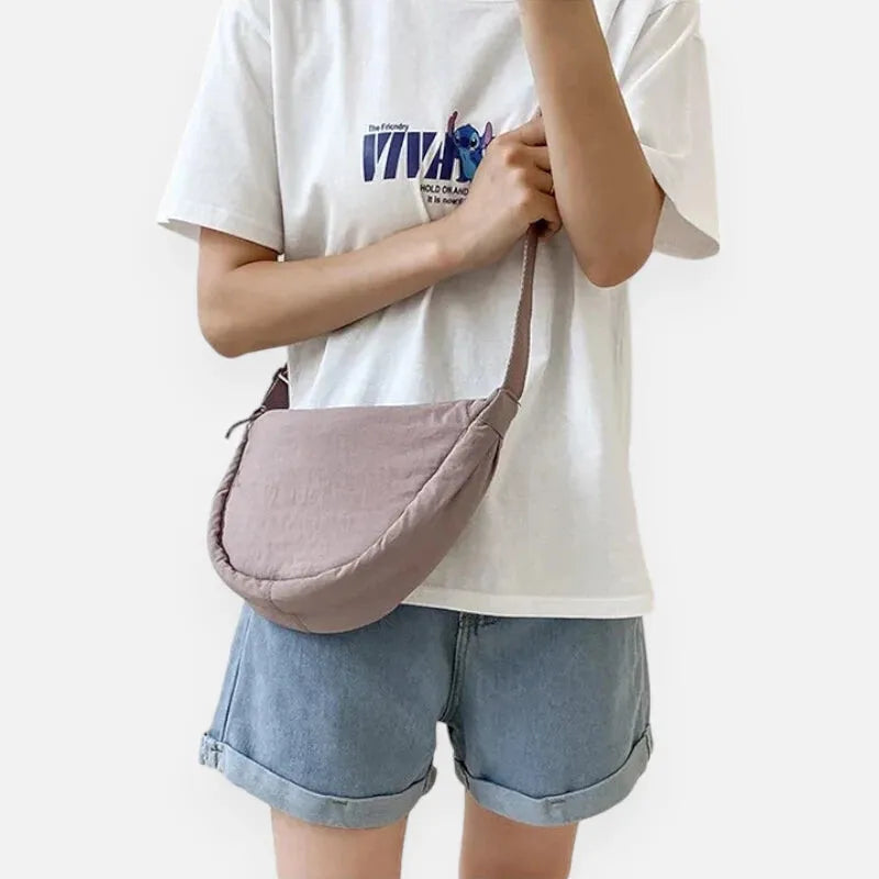 Sac à main banane demi-lune en tissu tendance Monique