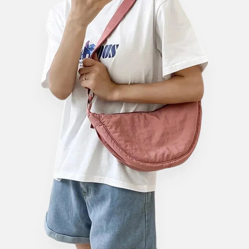 Sac à main banane demi-lune en tissu tendance Monique