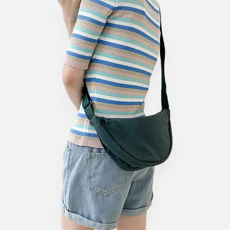 Sac à main banane demi-lune en tissu tendance Monique