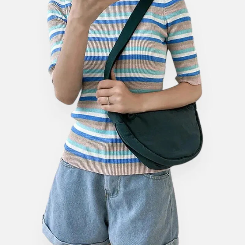 Sac à main banane demi-lune en tissu tendance Monique