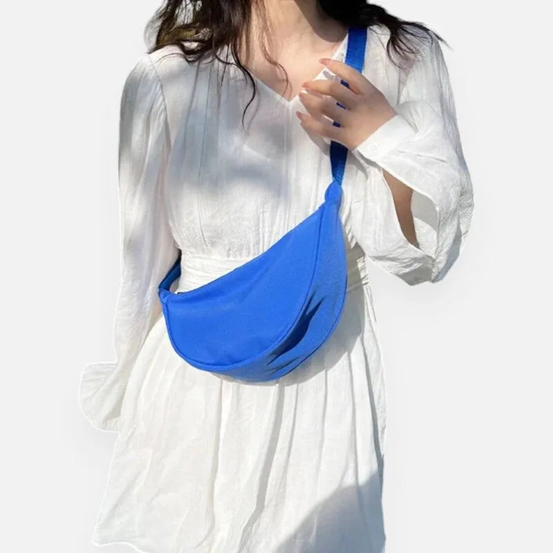 Sac à main banane demi-lune en tissu tendance Yvette