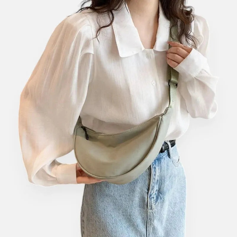 Sac à main banane demi-lune en tissu tendance Yvette