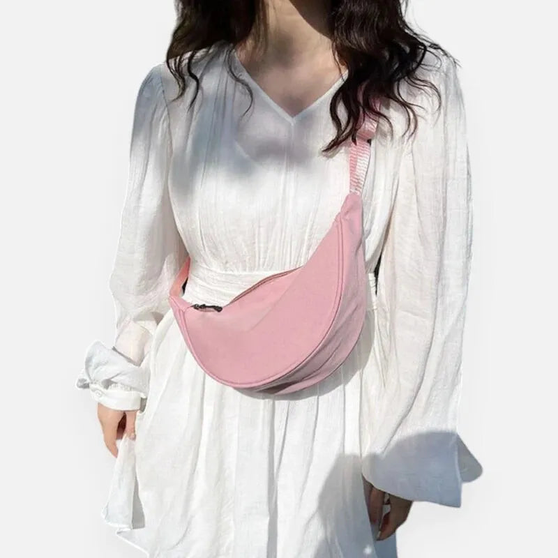 Sac à main banane demi-lune en tissu tendance Yvette