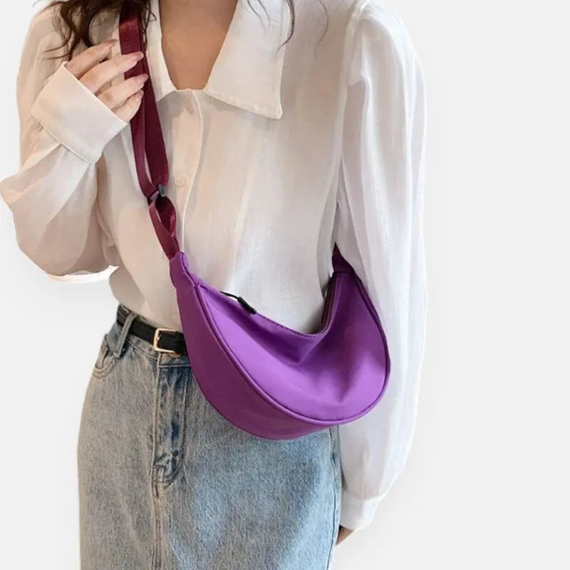 Sac à main banane demi-lune en tissu tendance Yvette