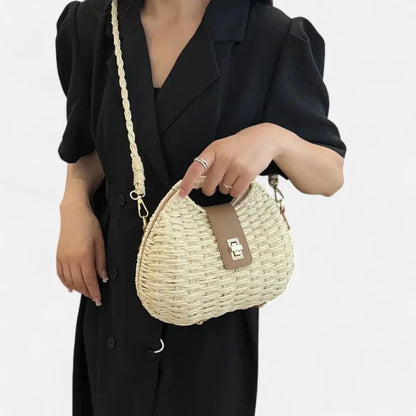 Sac à main bandoulière en paille avec fermoir doré Alessia