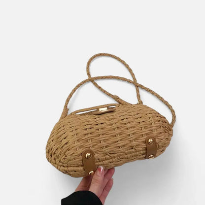 Sac à main bandoulière en paille avec fermoir doré Alessia