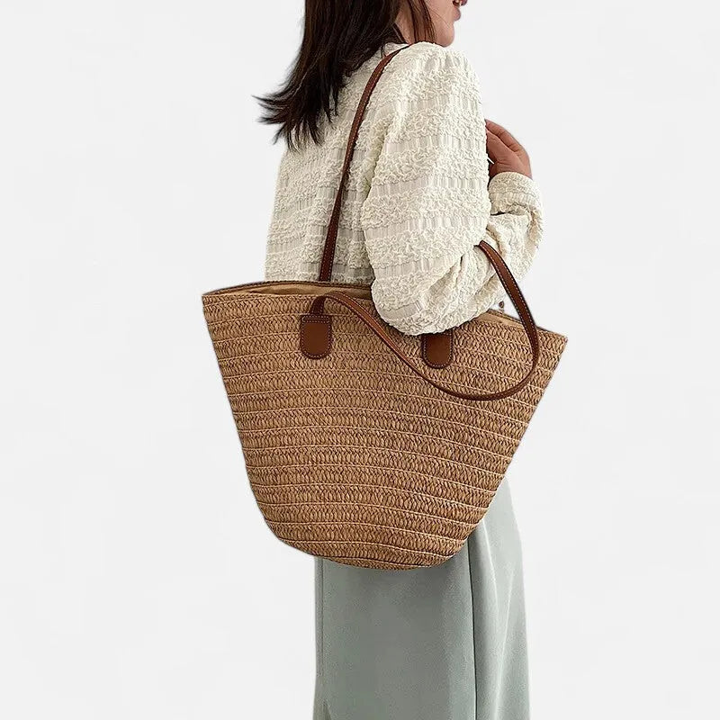 Sac à main cabas en paille Thelma