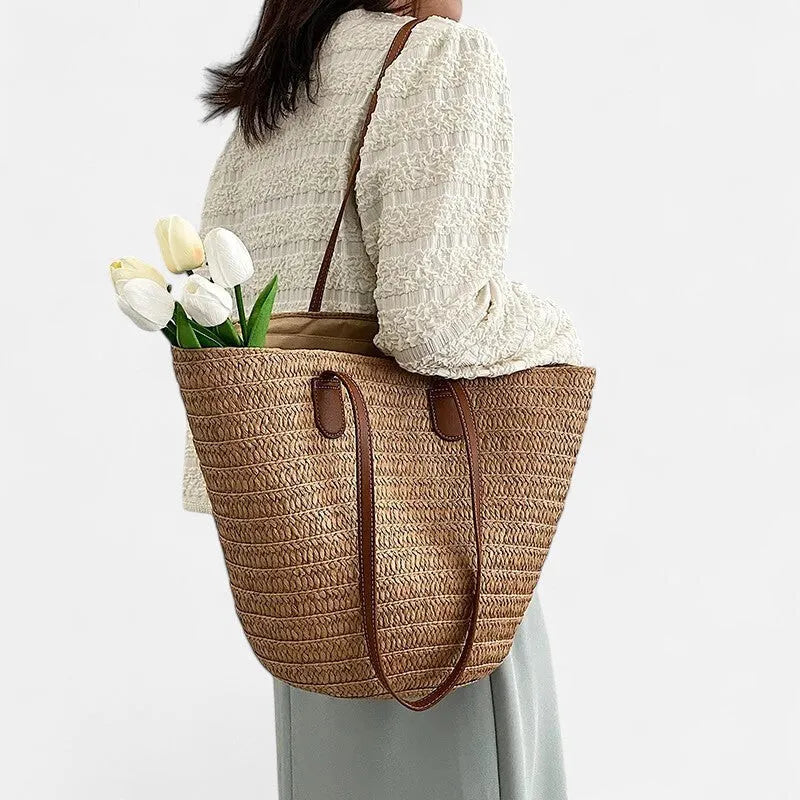 Sac à main cabas en paille Thelma