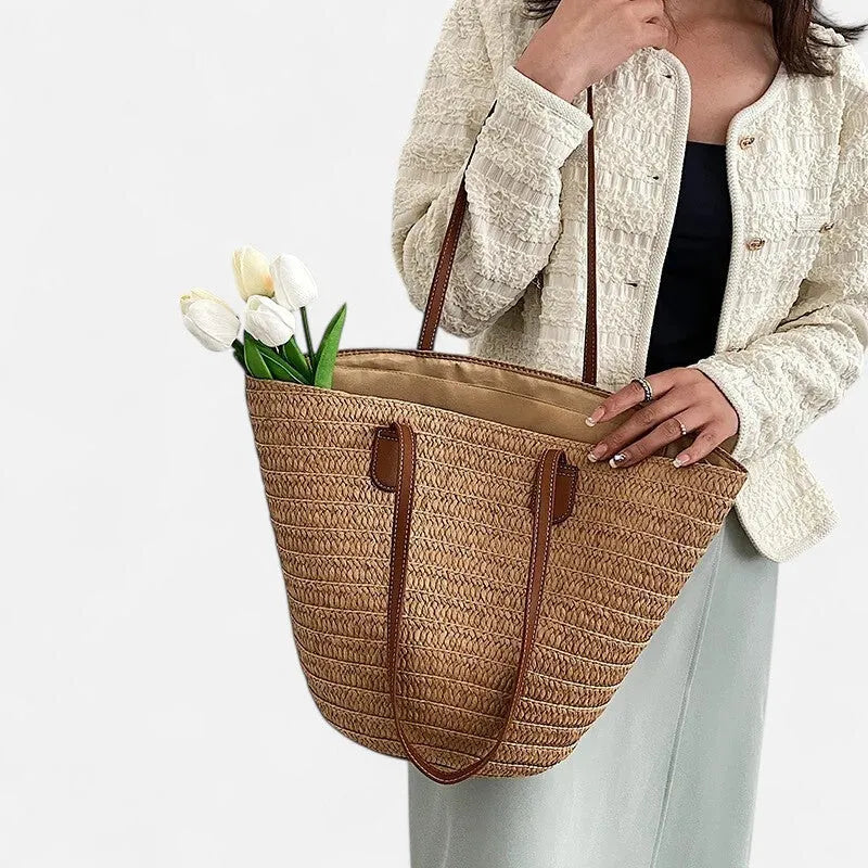 Sac à main cabas en paille Thelma