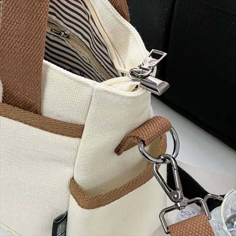 Sac à main cabas multipoches à bandoulière en toile Zoé