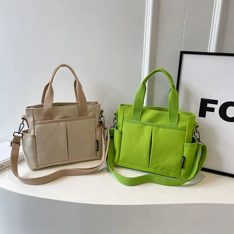 Sac à main cabas multipoches à bandoulière en toile Zoé