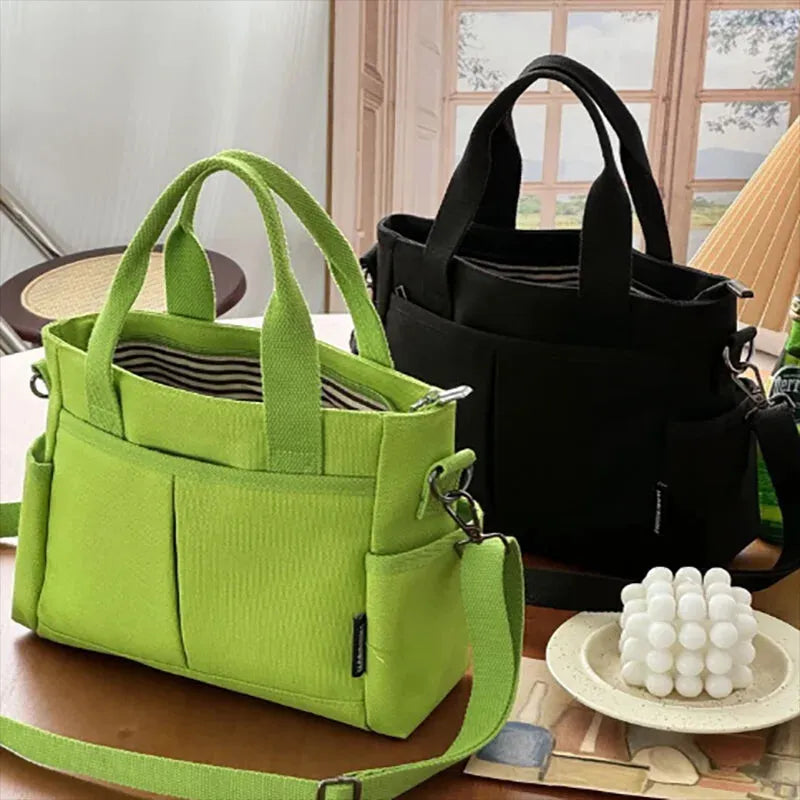 Sac à main cabas multipoches à bandoulière en toile Zoé