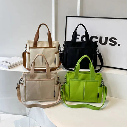 Sac à main cabas multipoches à bandoulière en toile Zoé