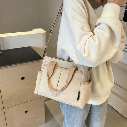 Sac à main cabas multipoches à bandoulière en toile Zoé