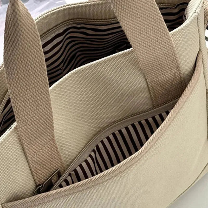 Sac à main cabas multipoches à bandoulière en toile Zoé