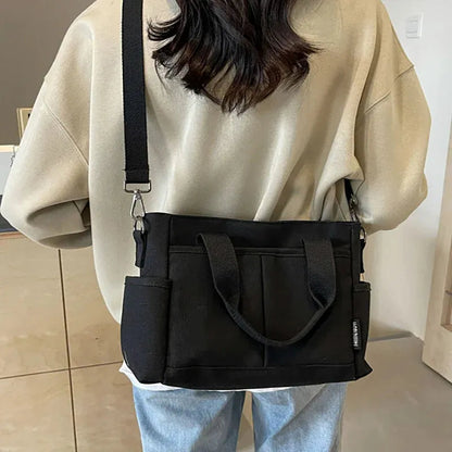 Sac à main cabas multipoches à bandoulière en toile Zoé