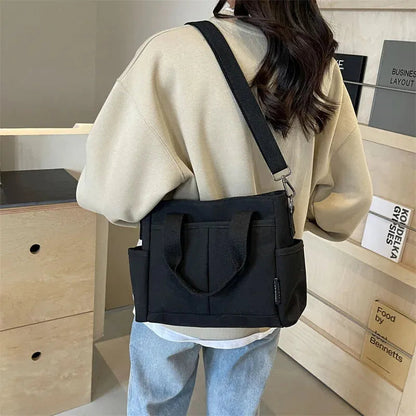 Sac à main cabas multipoches à bandoulière en toile Zoé