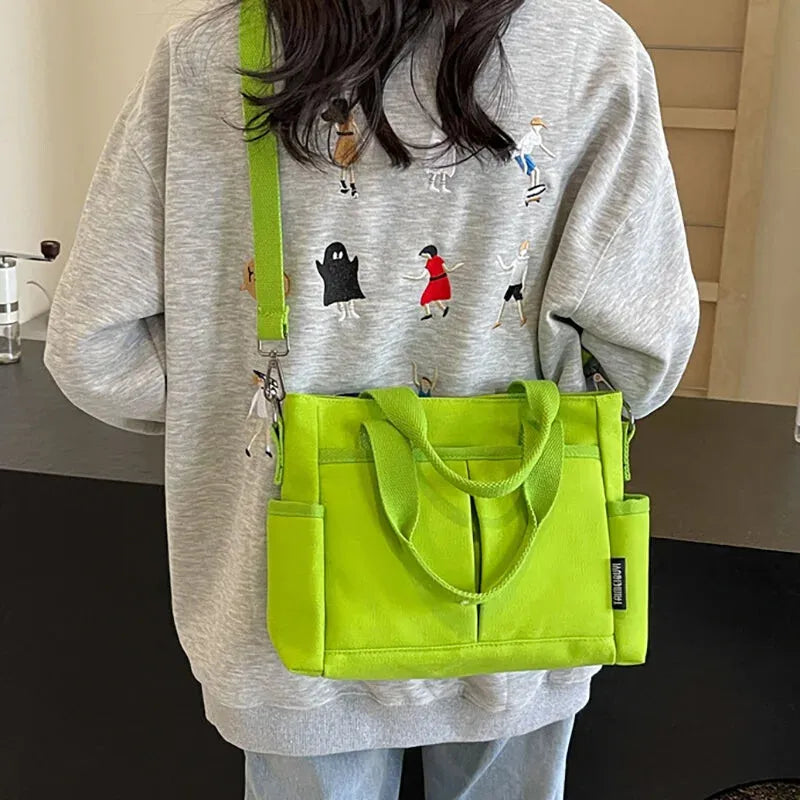 Sac à main cabas multipoches à bandoulière en toile Zoé