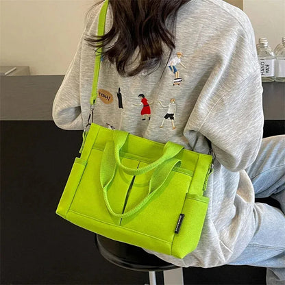 Sac à main cabas multipoches à bandoulière en toile Zoé