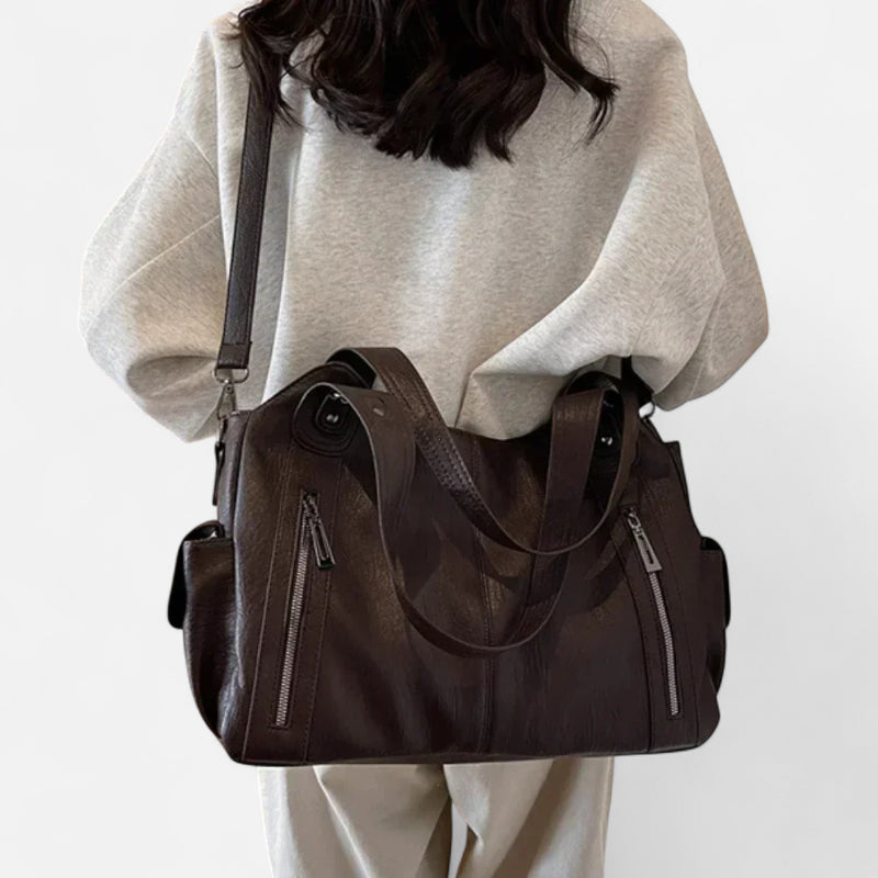 Grand sac à main de cours rétro souple à bandoulière Léonie