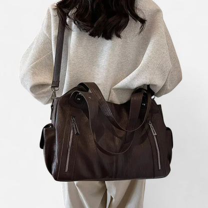 Grand sac à main de cours rétro souple à bandoulière Léonie