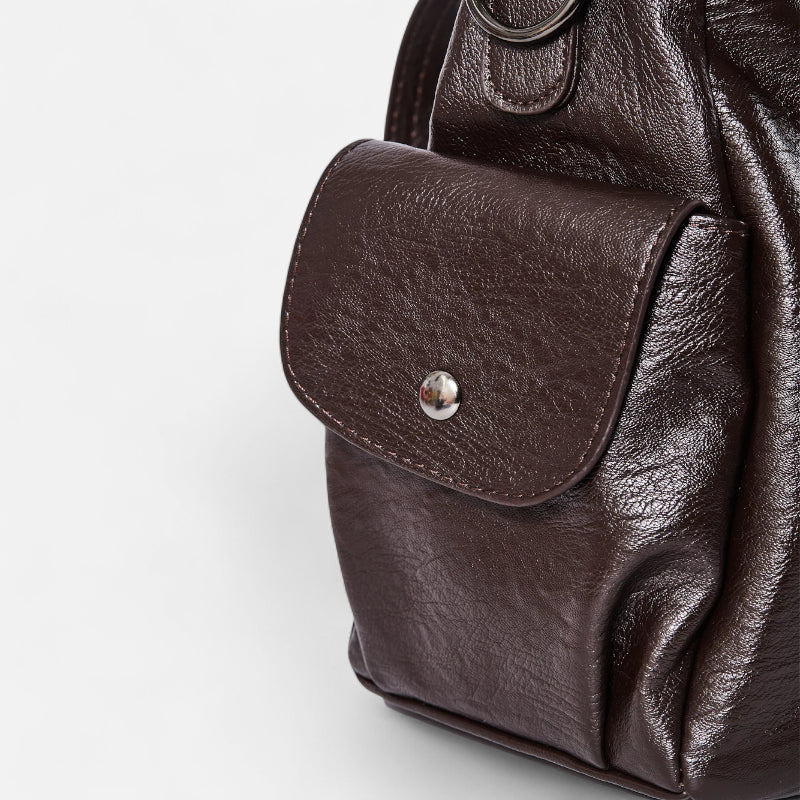 Grand sac à main de cours rétro souple à bandoulière Léonie