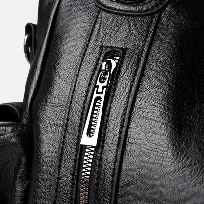 Grand sac à main de cours rétro souple à bandoulière Léonie