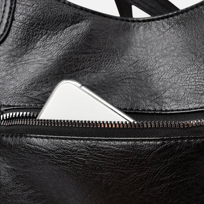 Grand sac à main de cours rétro souple à bandoulière Léonie