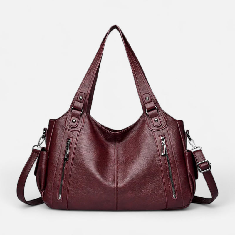 Grand sac à main de cours rétro souple à bandoulière Léonie